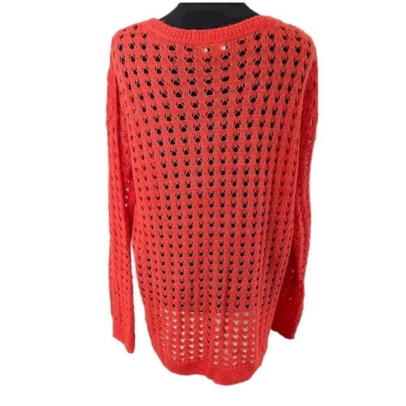 Trouvé Orange oversized linen mohair blend eyelet sweater size small - Picture 2 of 6